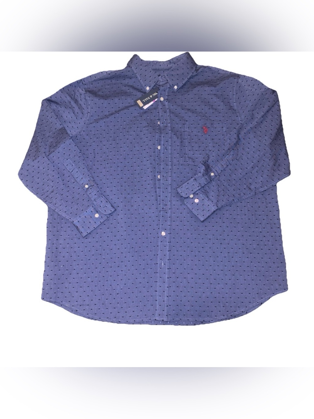 U.S. Polo Assn. Navy Button-Down Shirt with Micro Dot Pattern